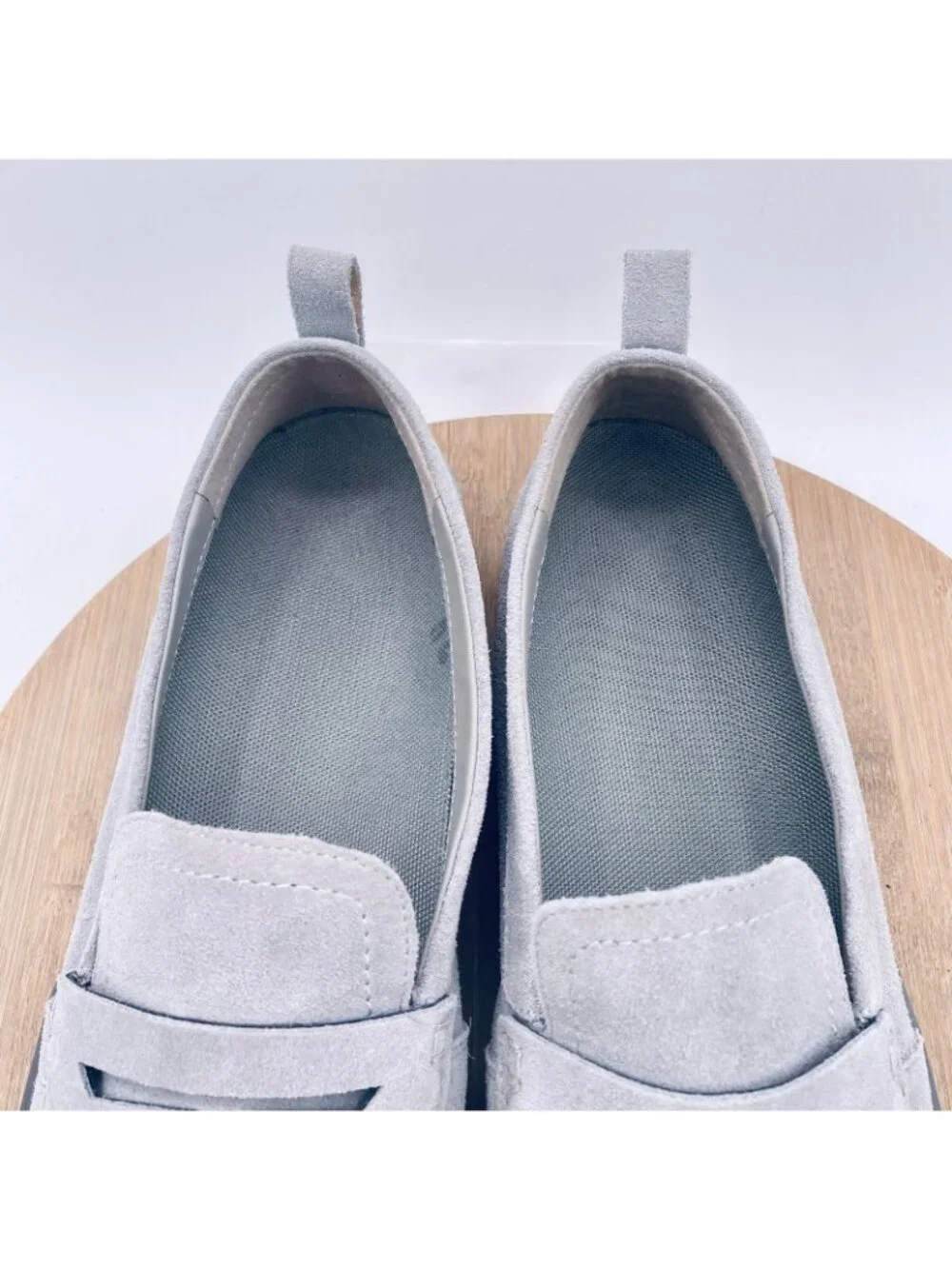 Vionic Uptown Shoes Mens 12 43 Gray Suede Comfort Penny Loafers Platform